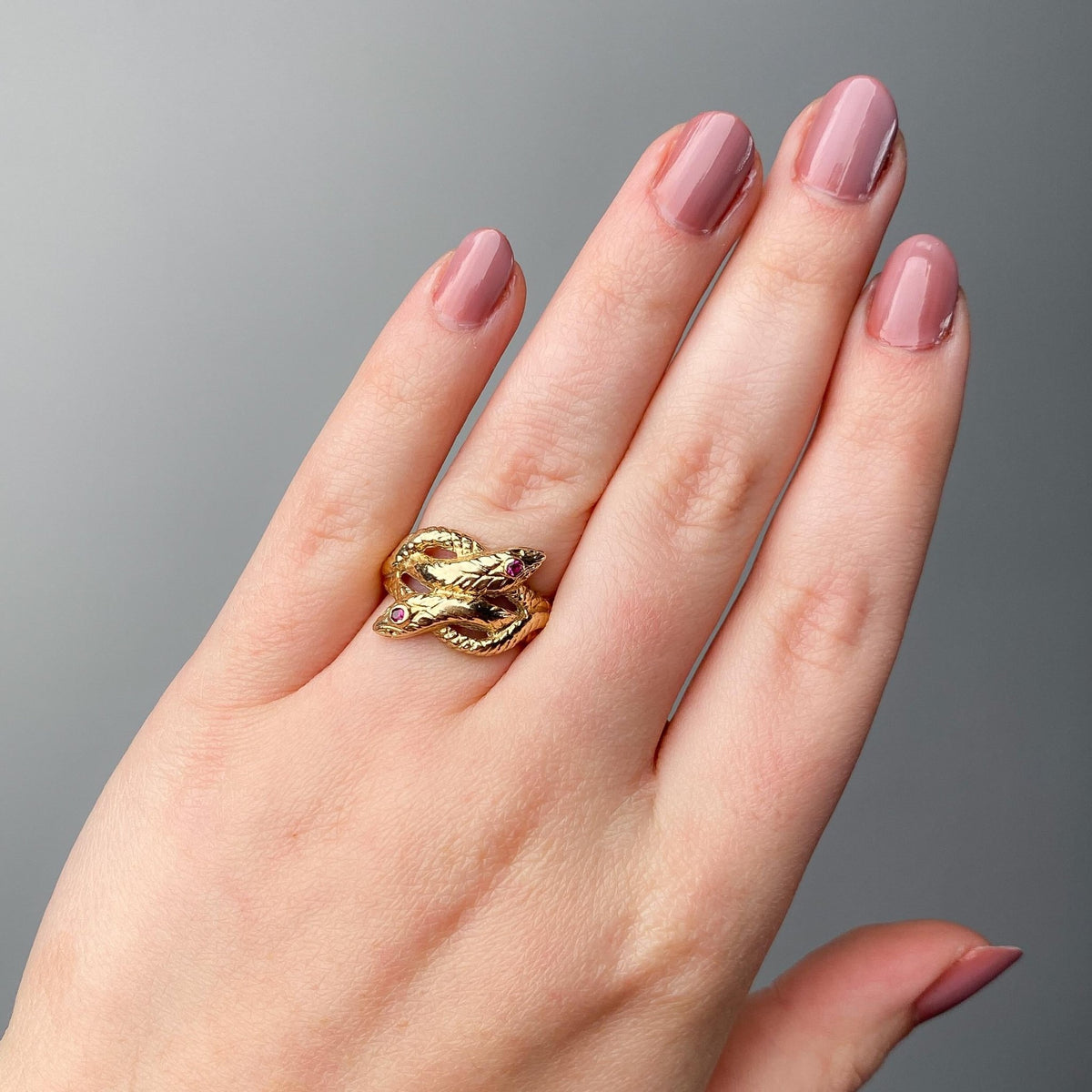 Antique Ruby Snake Ring of 14k Gold - Trademark Antiques