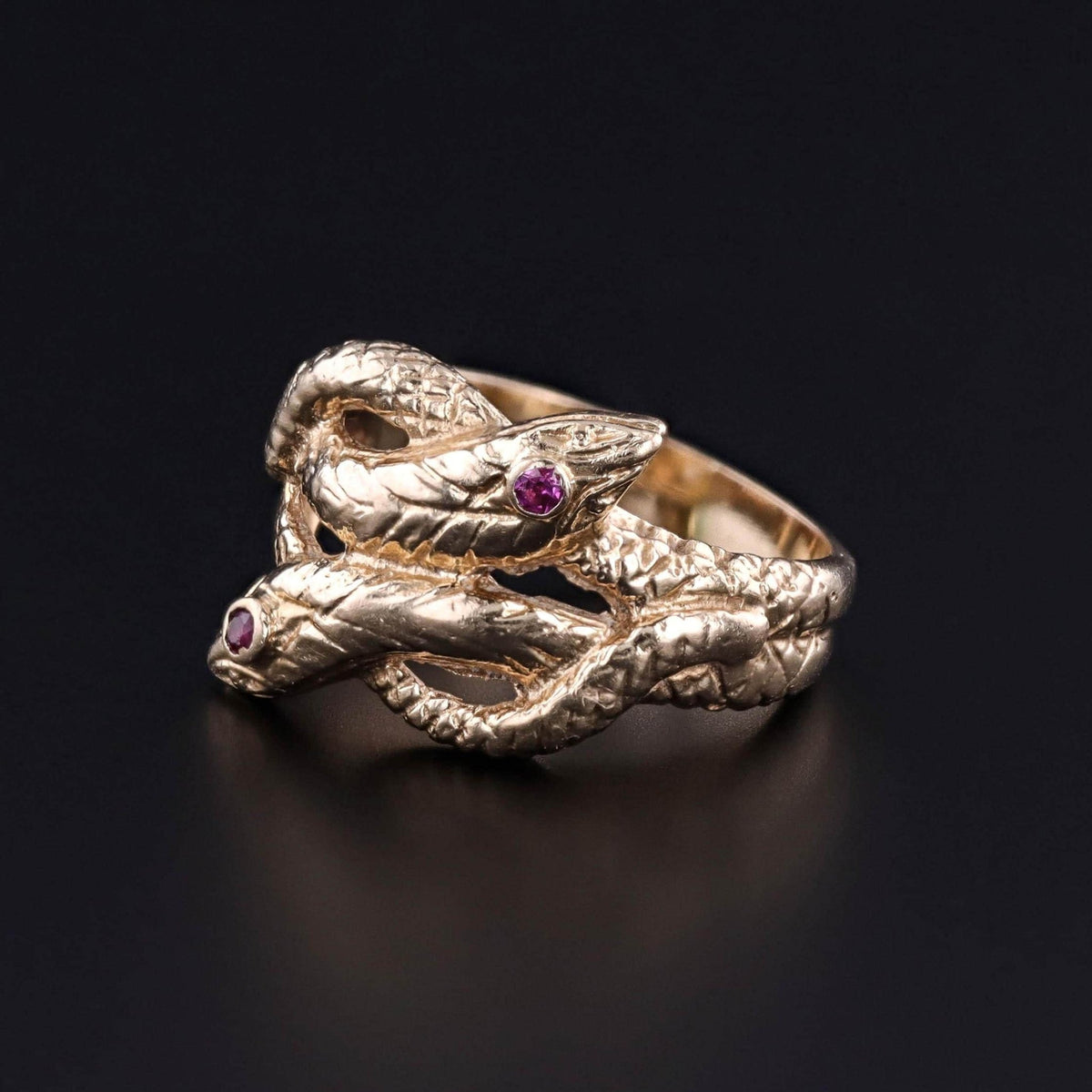 Antique Ruby Snake Ring of 14k Gold - Trademark Antiques