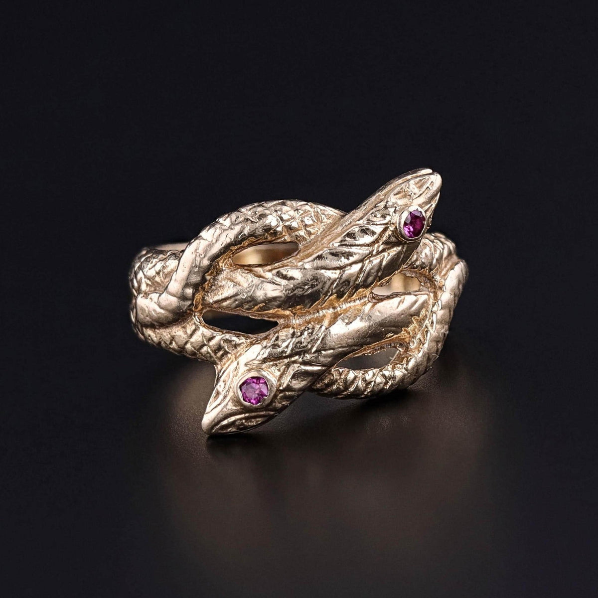Antique Ruby Snake Ring of 14k Gold - Trademark Antiques