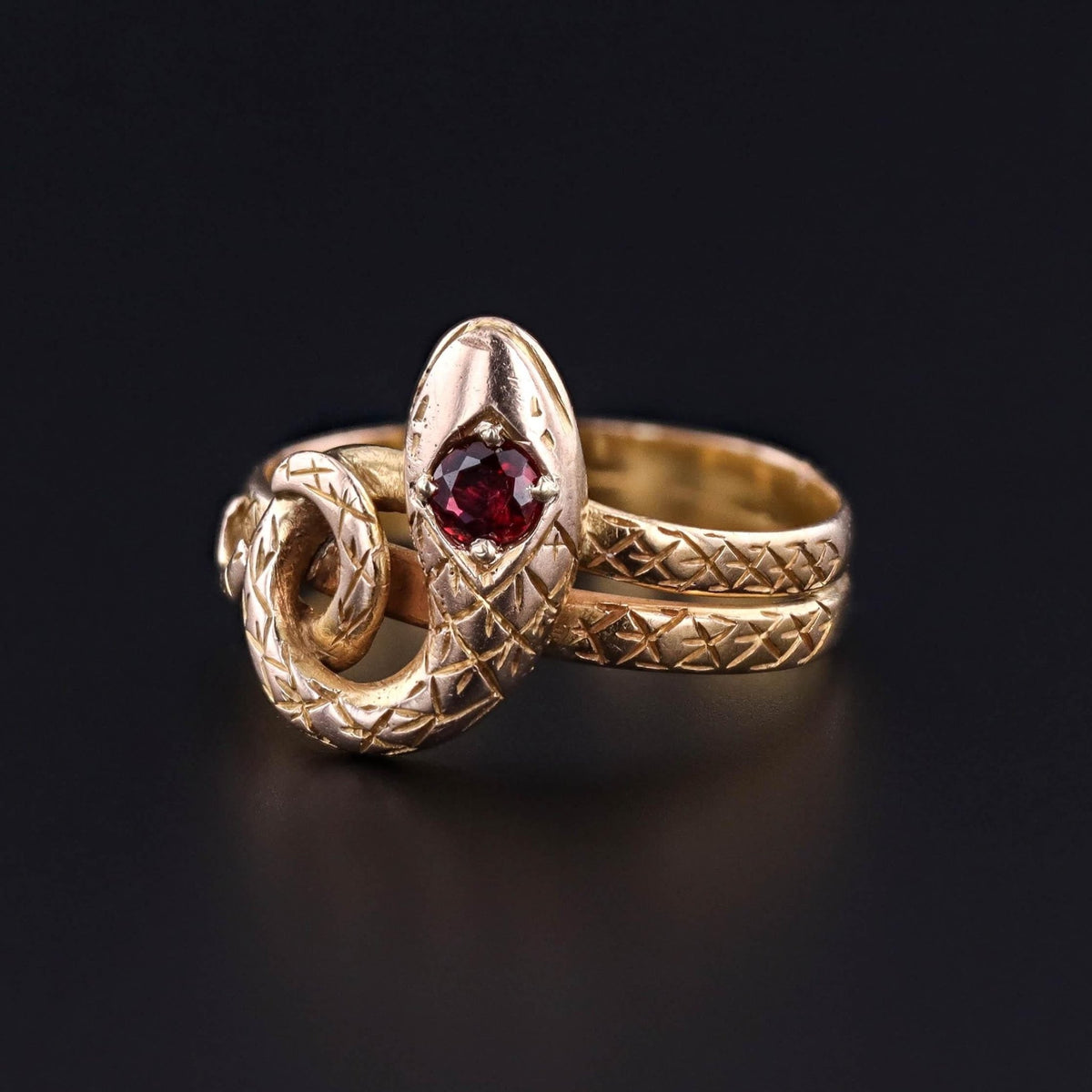 Antique Ruby Snake Ring of 15ct Gold - Trademark Antiques