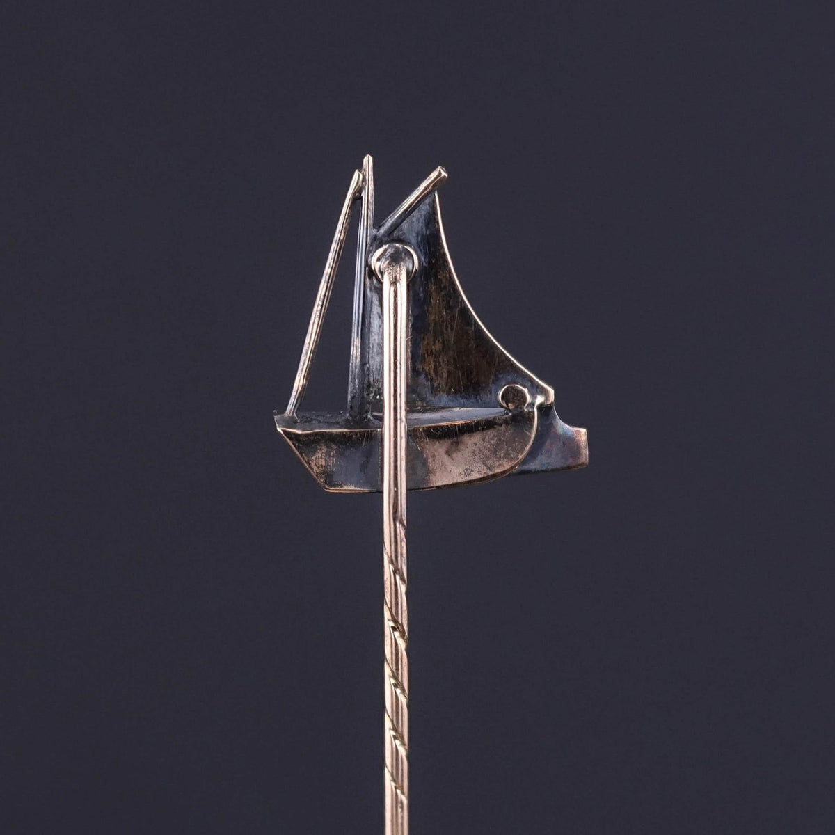 Antique Sailboat Stickpin of Gold &amp; Silver - Trademark Antiques