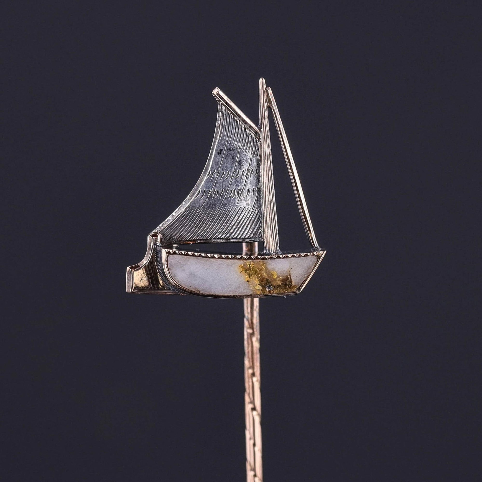 Antique Sailboat Stickpin of Gold & Silver - Trademark Antiques
