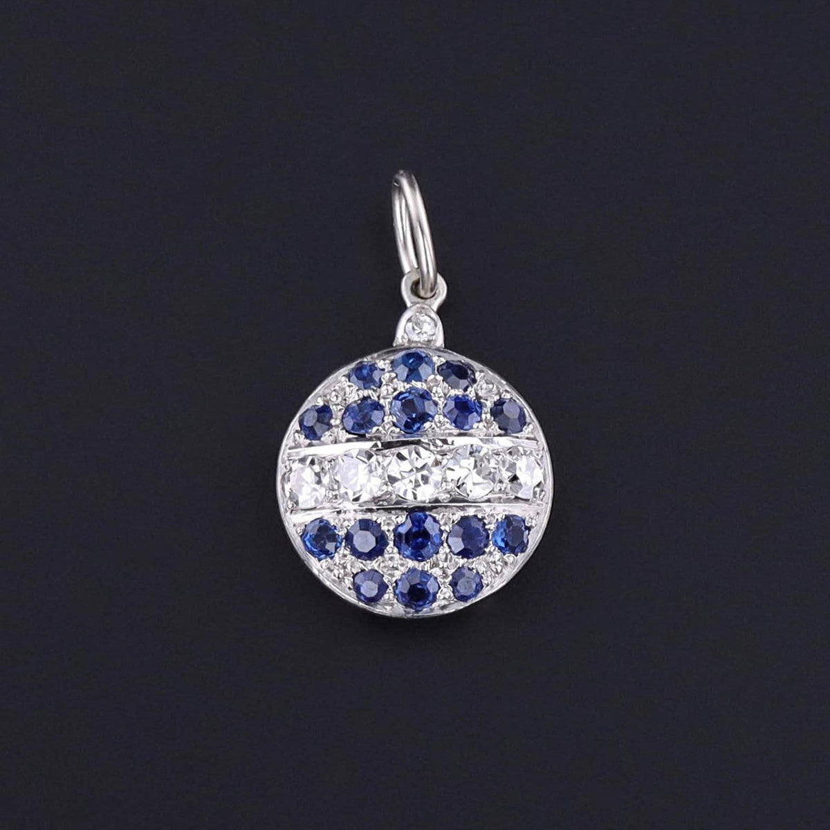 Antique Sapphire and Diamond Conversion Charm of 18k White Gold - Trademark Antiques