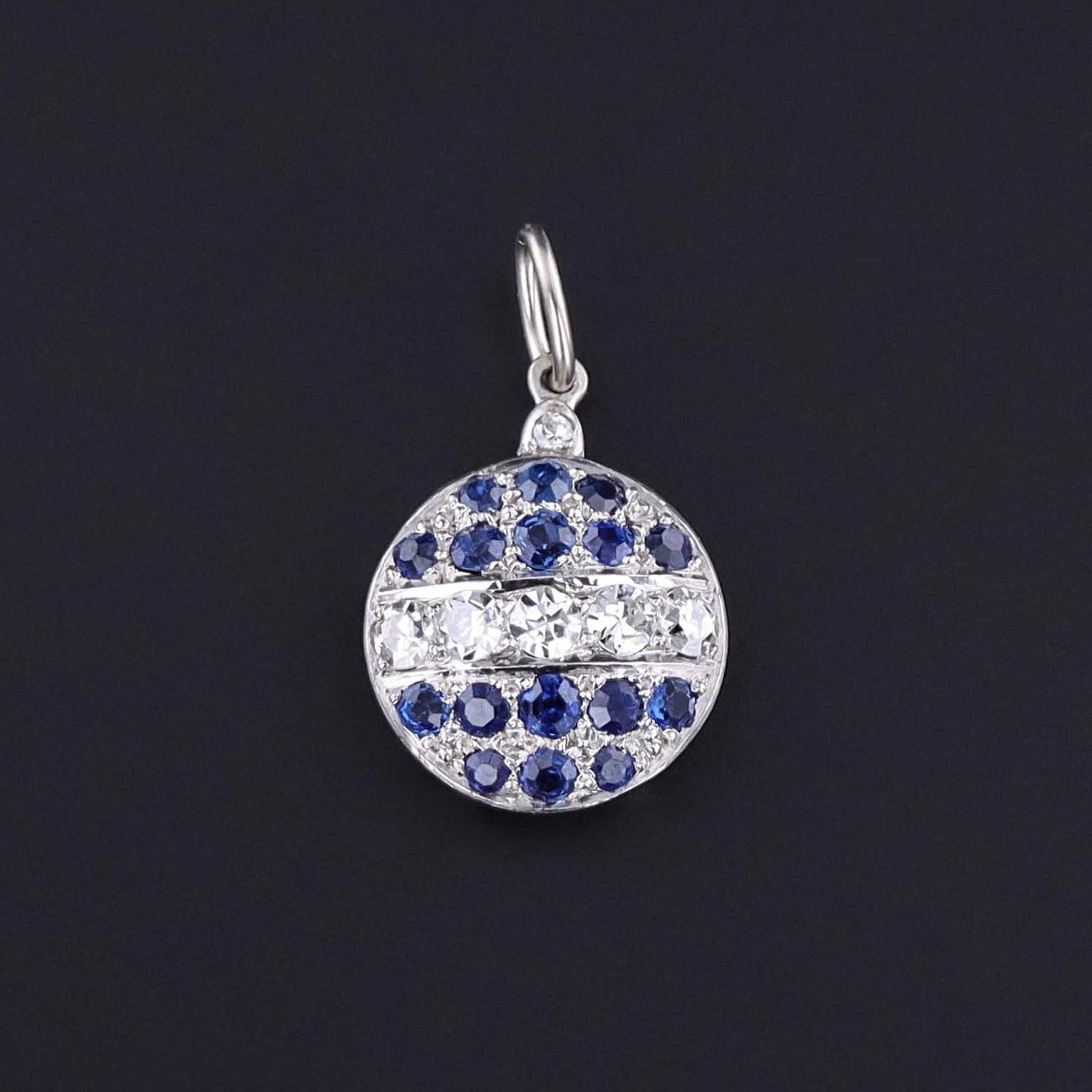 Antique Sapphire and Diamond Conversion Charm of 18k White Gold - Trademark Antiques