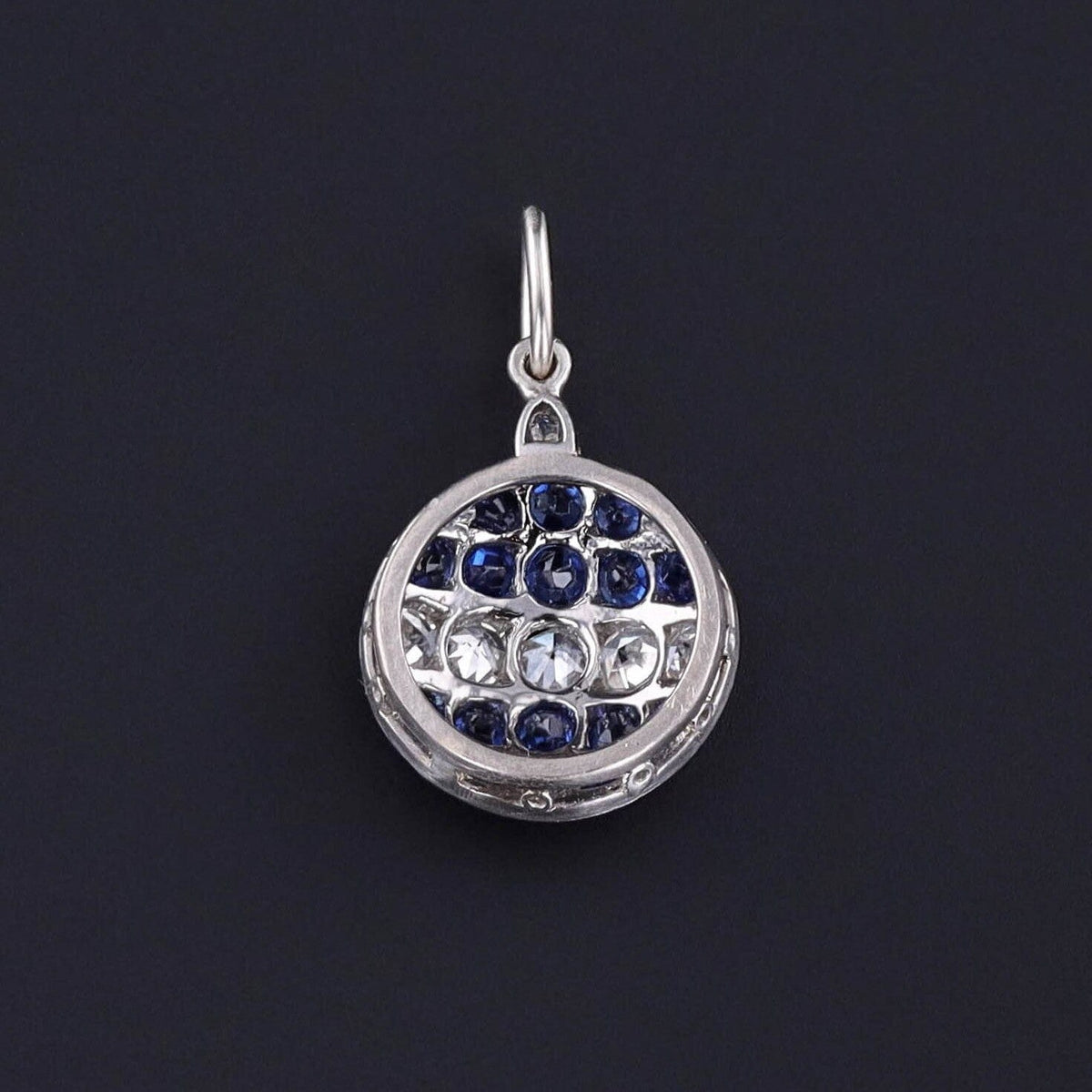 Antique Sapphire and Diamond Conversion Charm of 18k White Gold - Trademark Antiques