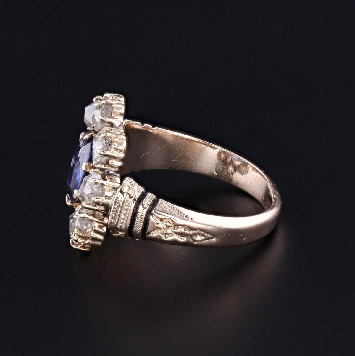 Antique Sapphire and Diamond Ring of 12ct Gold - Trademark Antiques