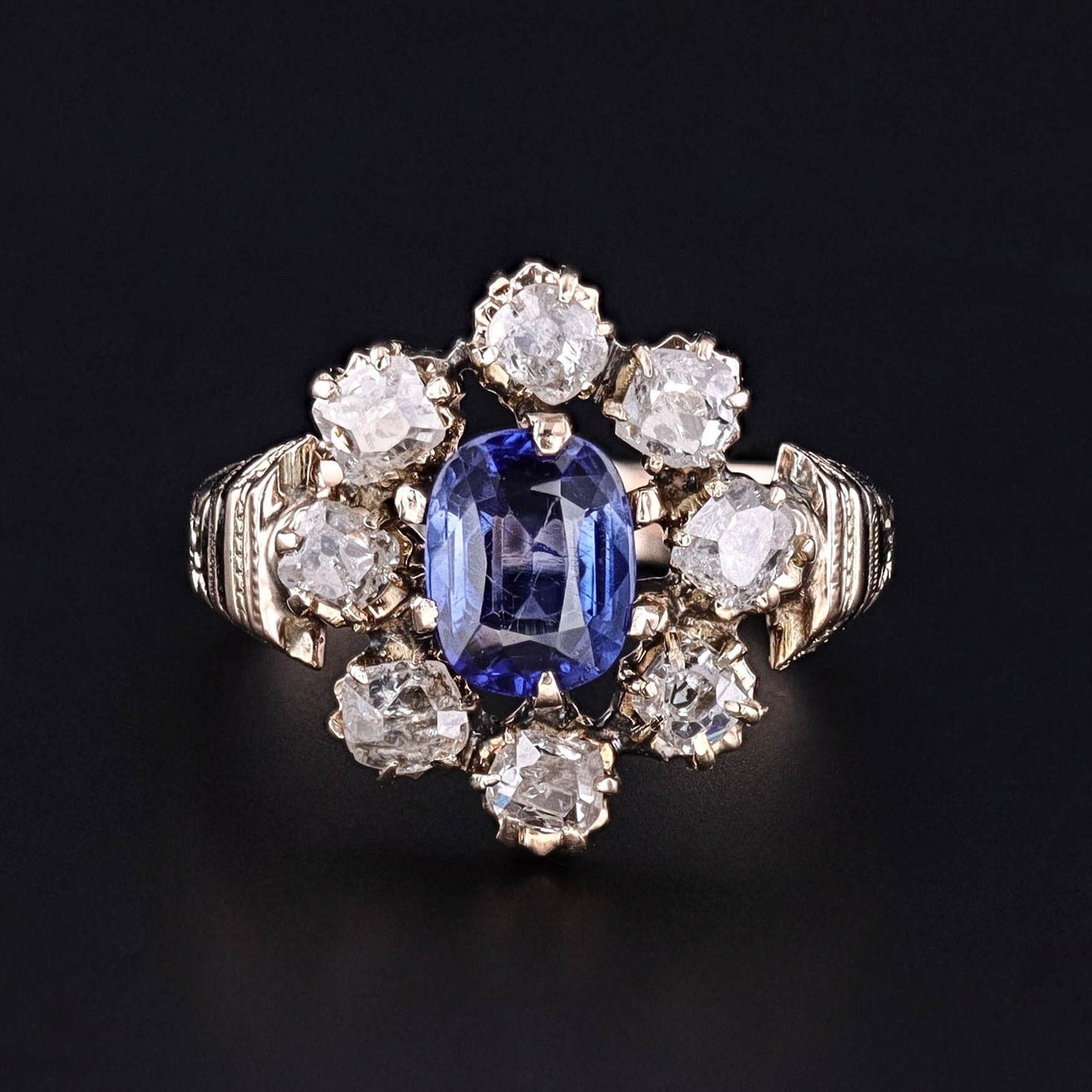 Antique Sapphire and Diamond Ring of 12ct Gold - Trademark Antiques