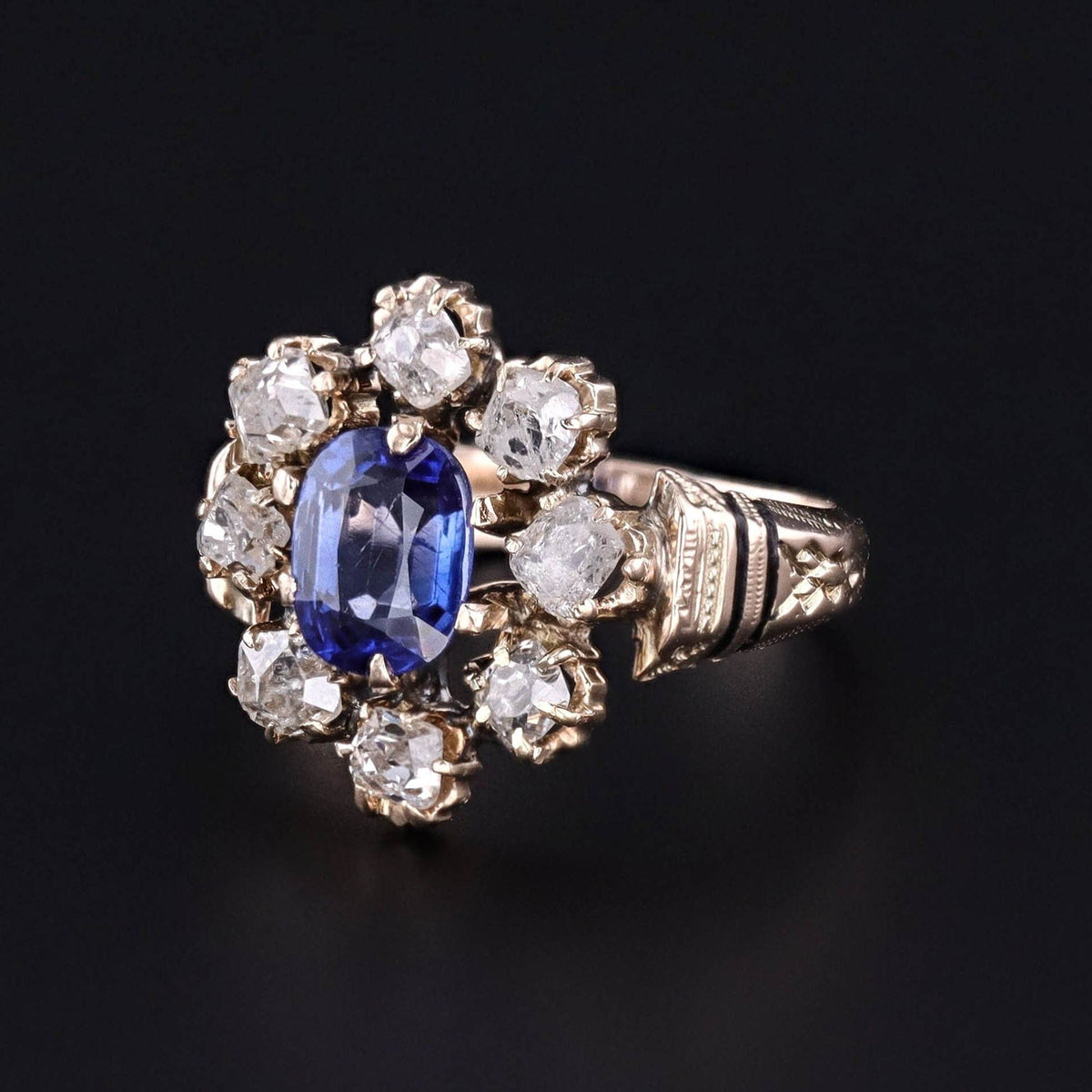 Antique Sapphire and Diamond Ring of 12ct Gold - Trademark Antiques