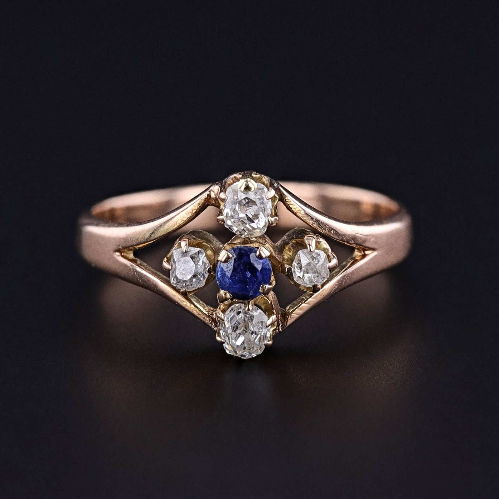 Antique Sapphire and Diamond Ring of 14k Gold - Trademark Antiques
