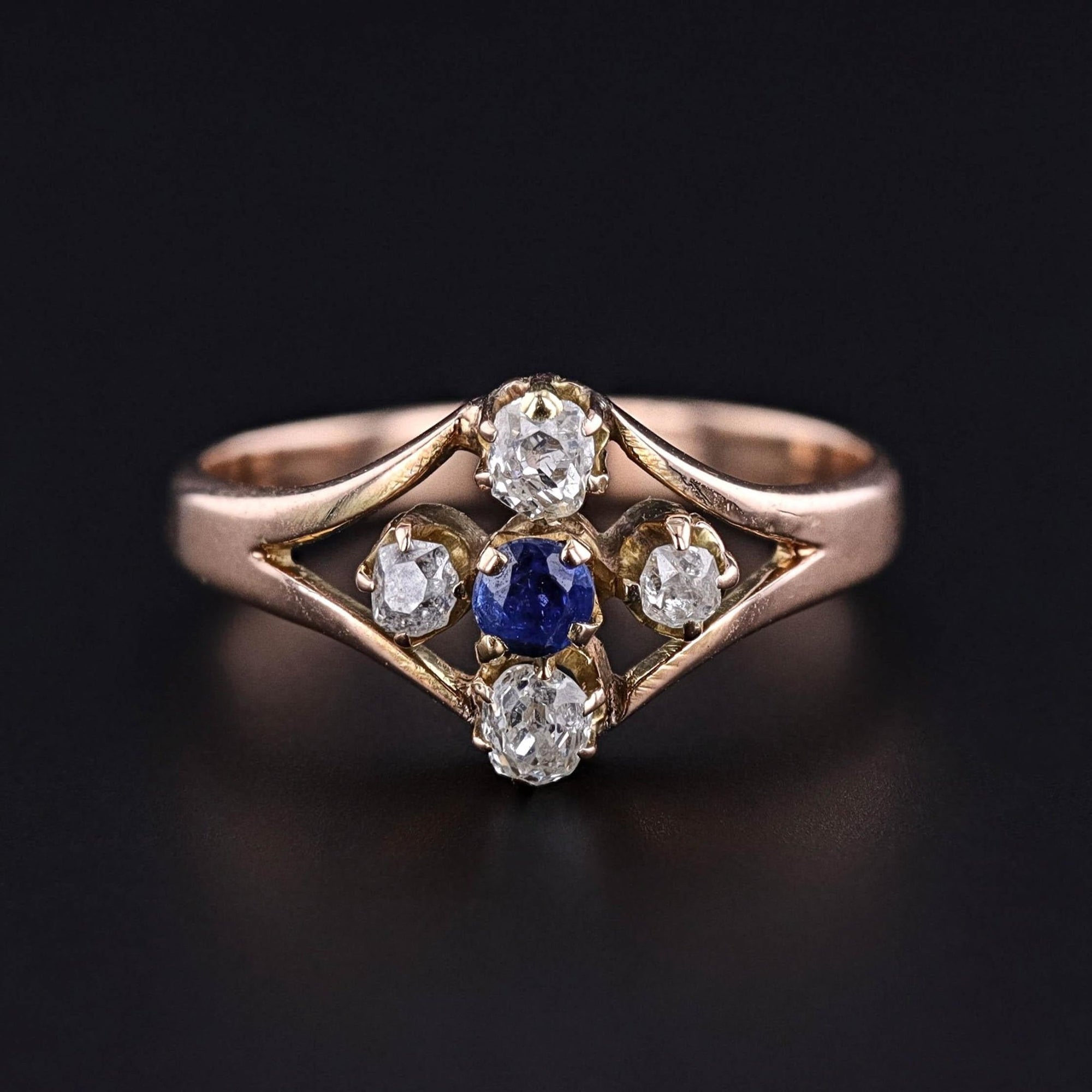 Antique Sapphire and Diamond Ring of 14k Gold - Trademark Antiques