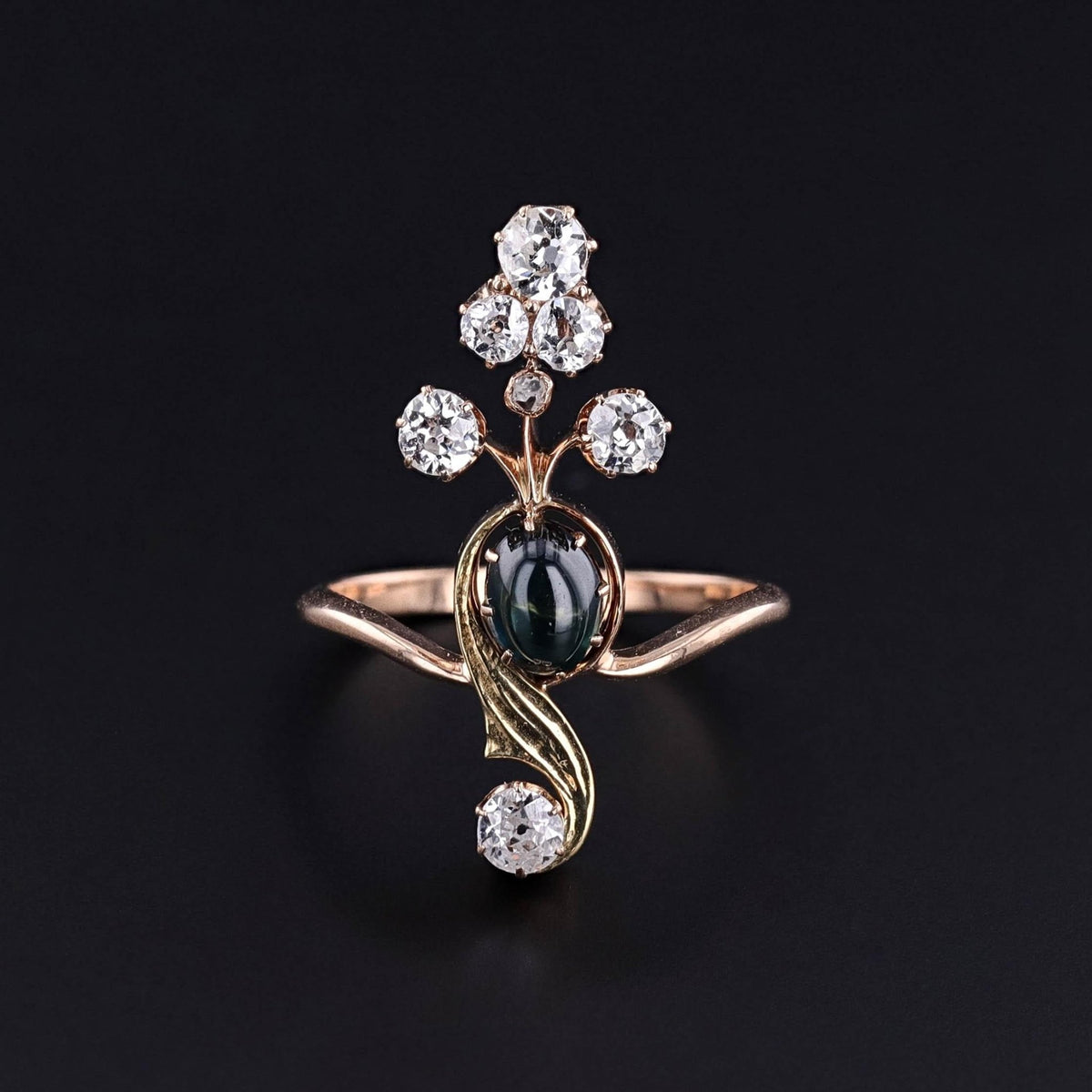 Antique Sapphire and Diamond Ring of 14k Gold - Trademark Antiques