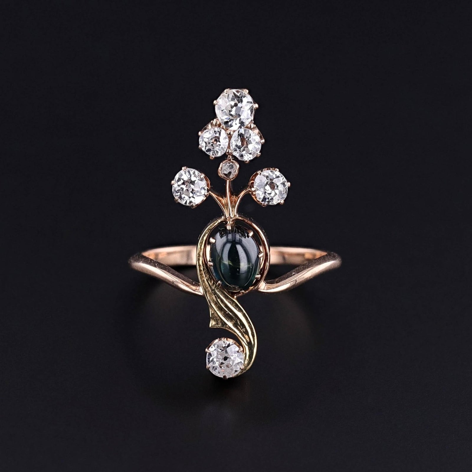 Antique Sapphire and Diamond Ring of 14k Gold - Trademark Antiques