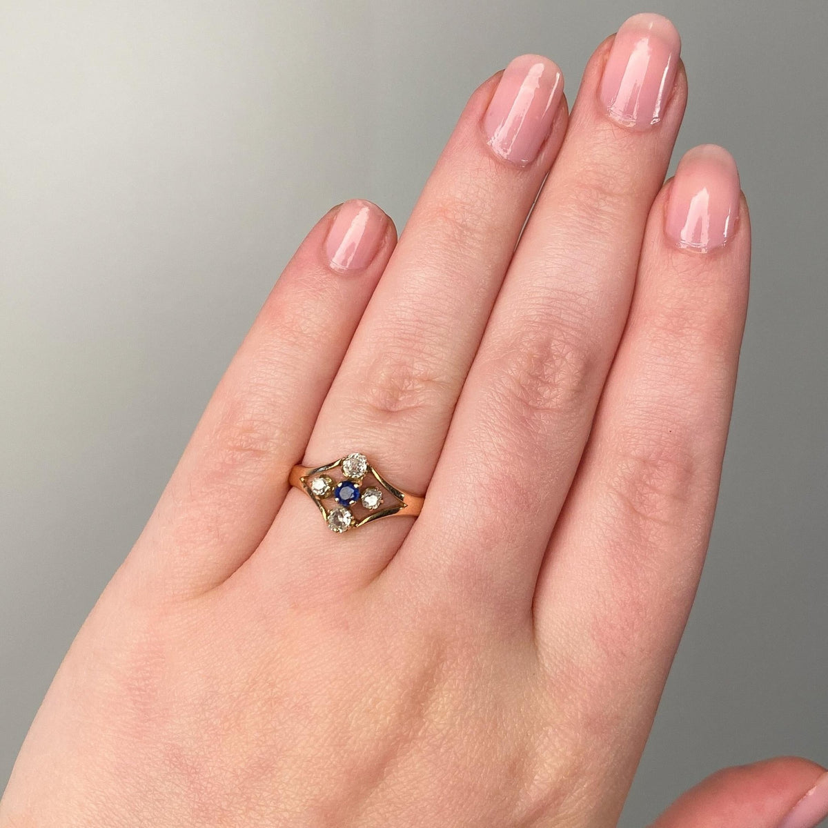 Antique Sapphire and Diamond Ring of 14k Gold - Trademark Antiques