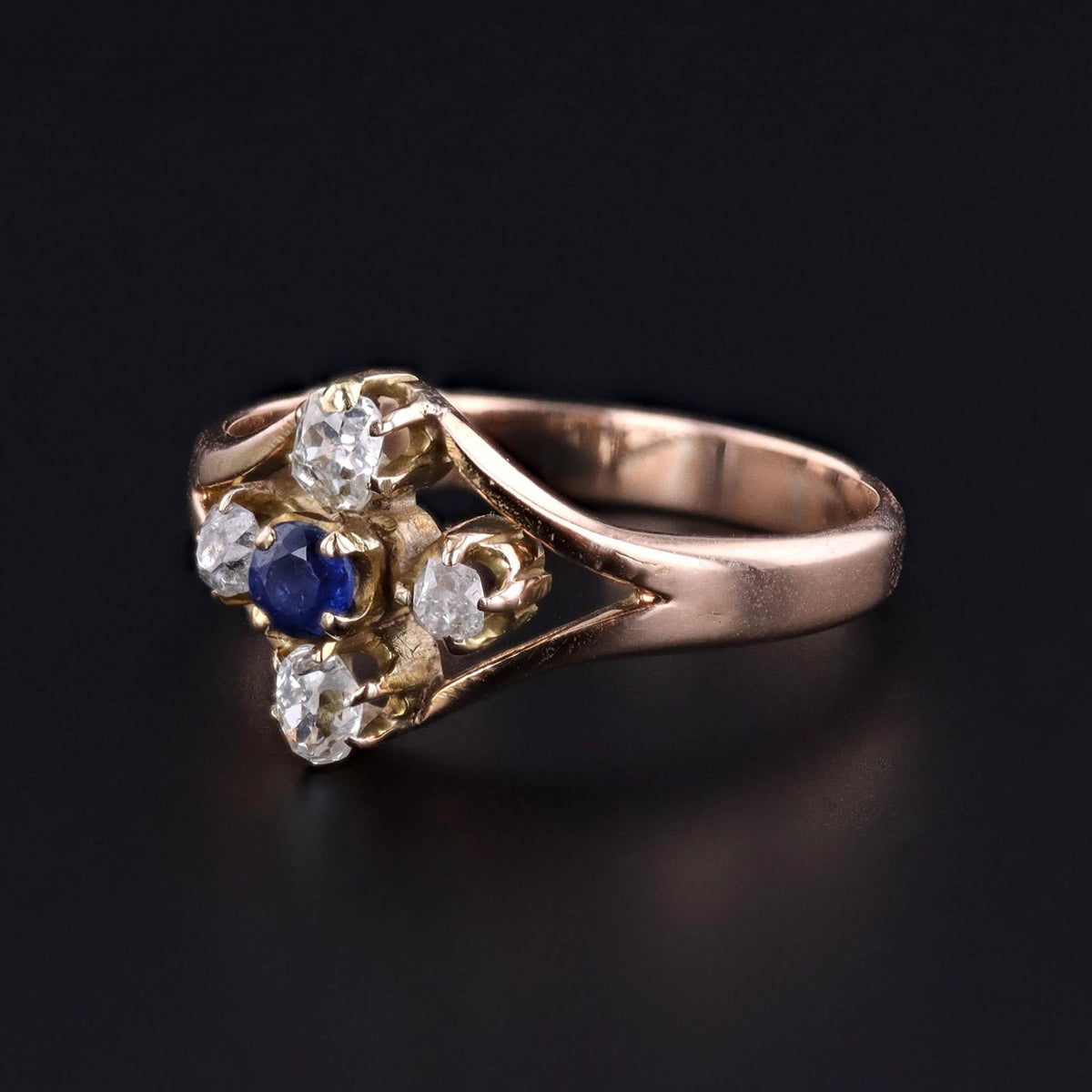 Antique Sapphire and Diamond Ring of 14k Gold - Trademark Antiques