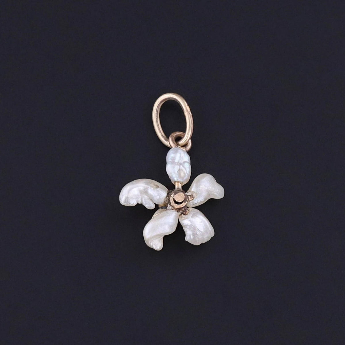 Antique Sapphire and Pearl Daisy Charm of 14k Gold - Trademark Antiques