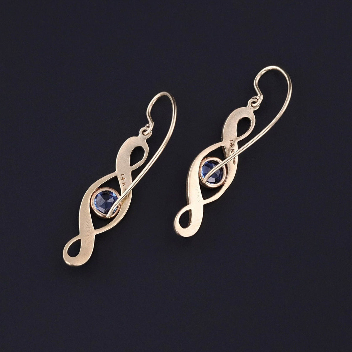 Antique Sapphire and Pearl Earrings of 14k Gold - Trademark Antiques