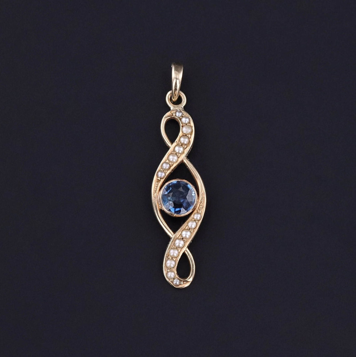 Antique Sapphire and Pearl Pendant of 14k Gold - Trademark Antiques