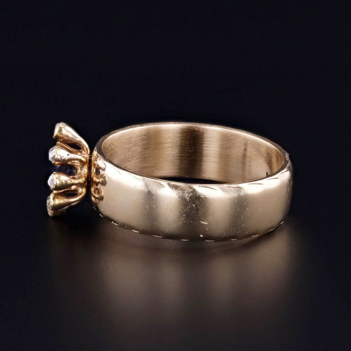 Antique Sapphire &amp; Diamond Conversion Ring of 14k Gold - Trademark Antiques