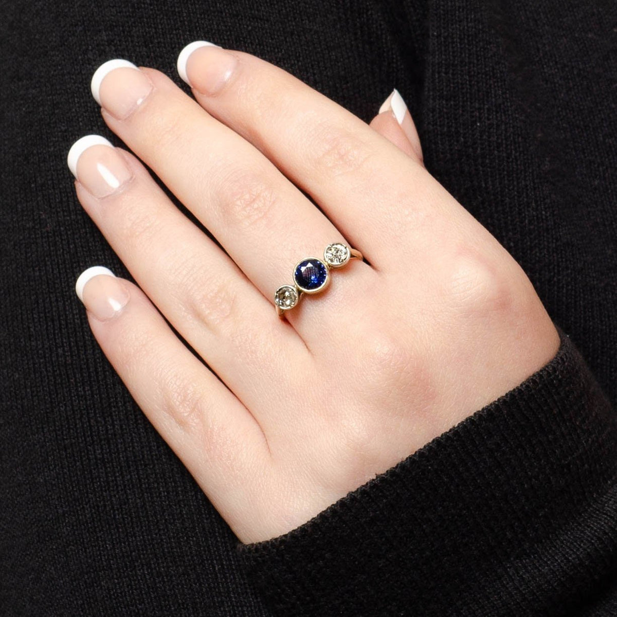 Antique Sapphire &amp; Diamond Ring of 14k Gold - Trademark Antiques