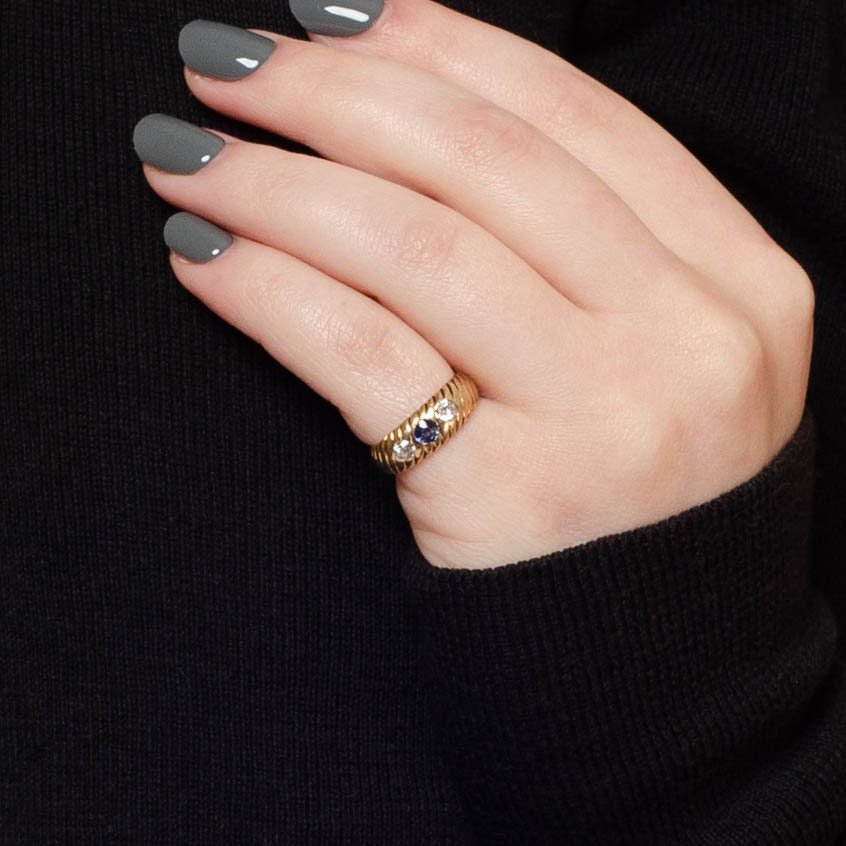 Antique Sapphire &amp; Diamond Ring of 14k Gold - Trademark Antiques
