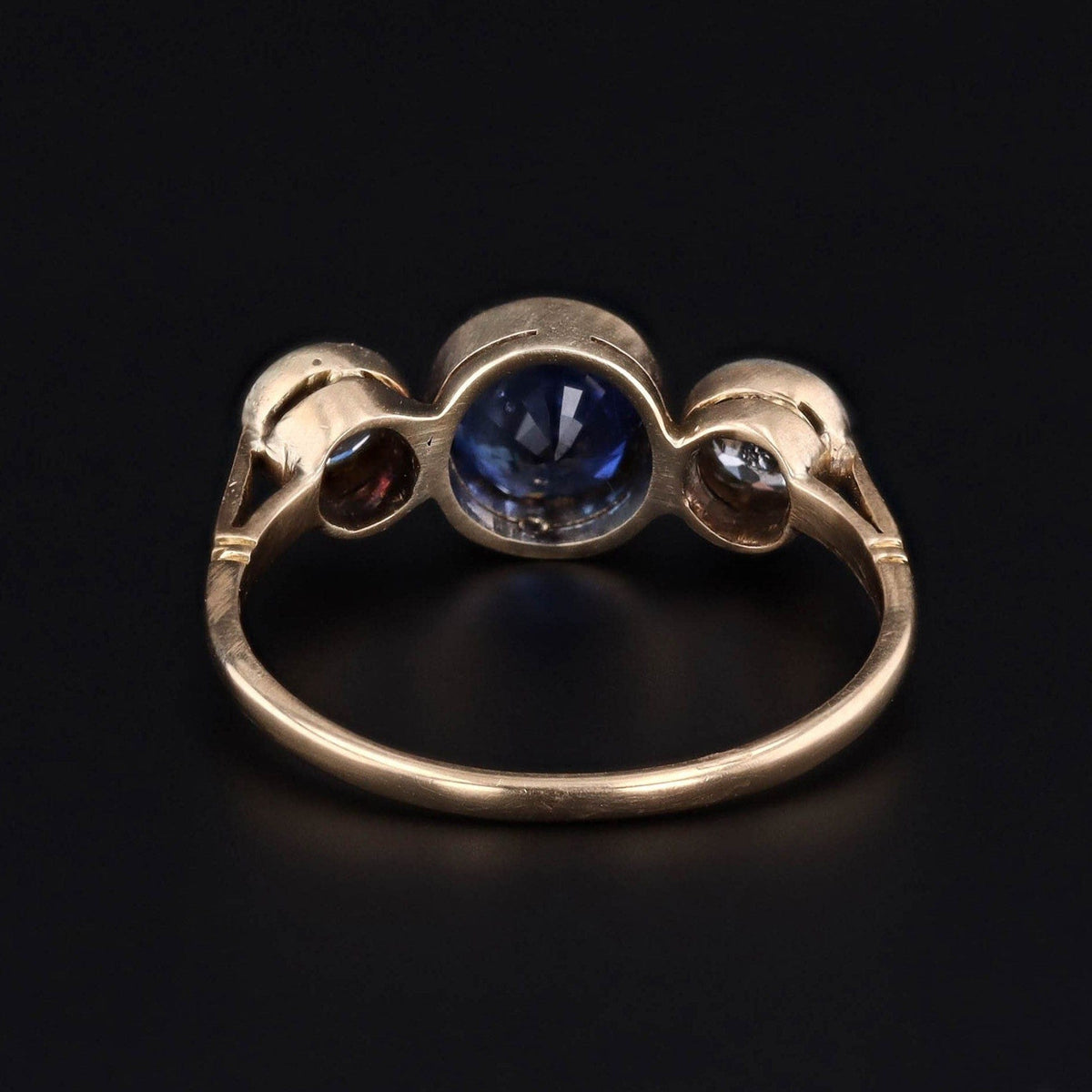 Antique Sapphire &amp; Diamond Ring of 14k Gold - Trademark Antiques