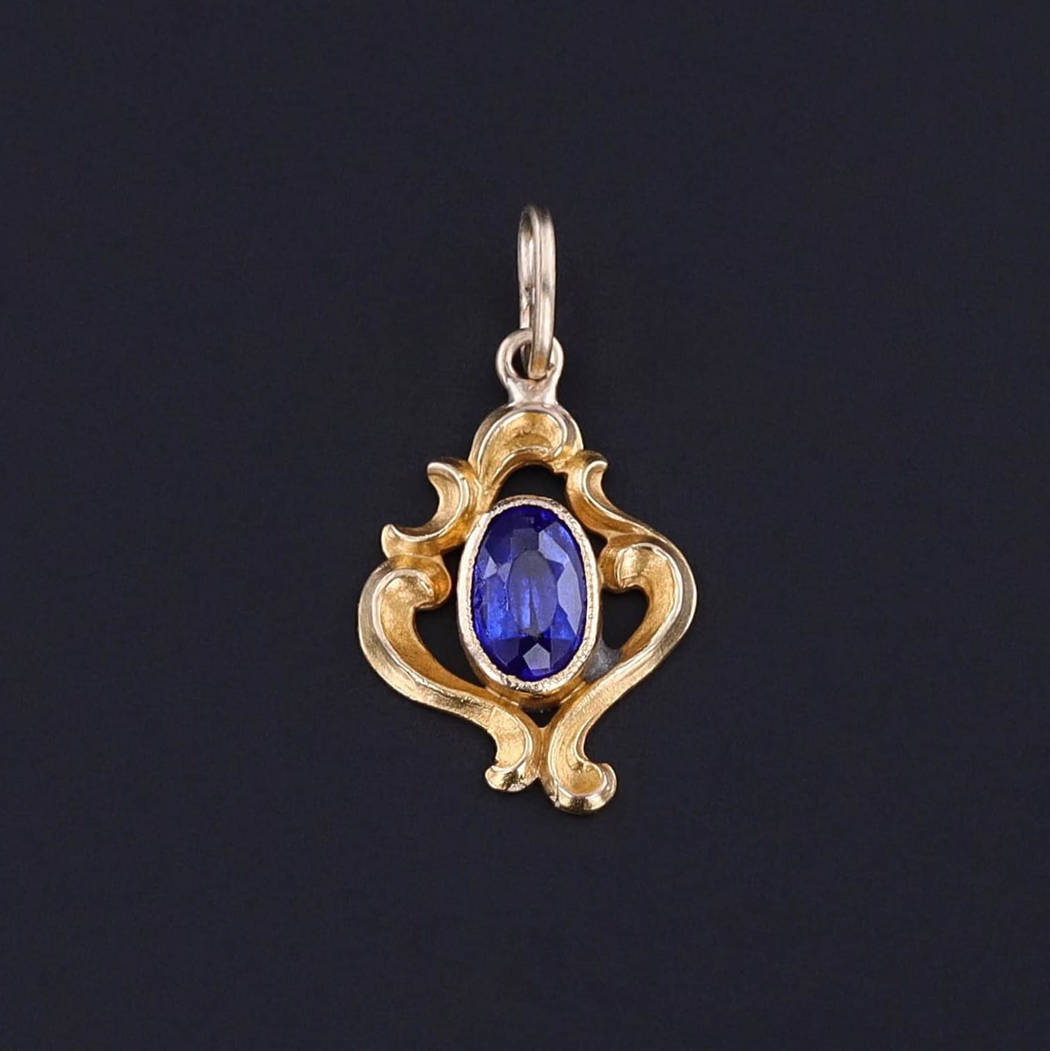 Antique Sapphire Doublet Charm of 12ct Gold - Trademark Antiques
