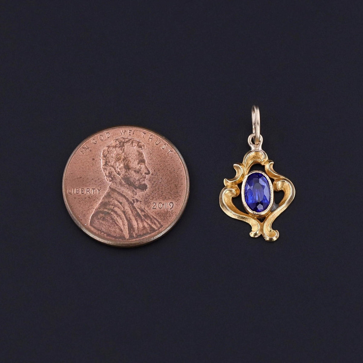Antique Sapphire Doublet Charm of 12ct Gold - Trademark Antiques