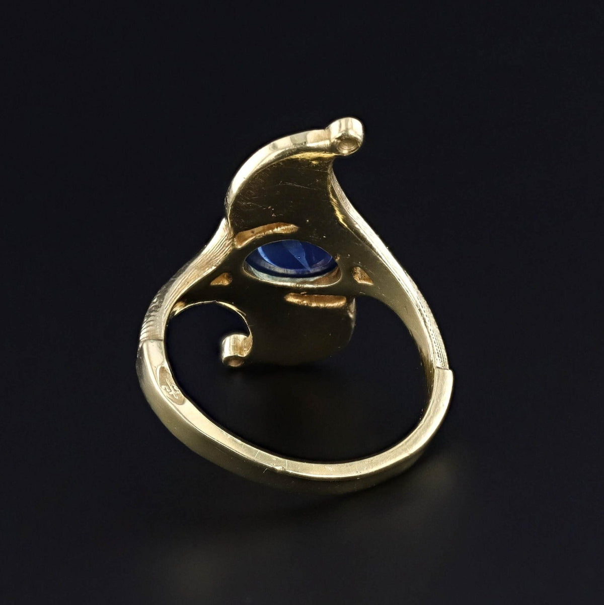 Antique Sapphire &amp; Enamel Ring of 18k Gold - Trademark Antiques