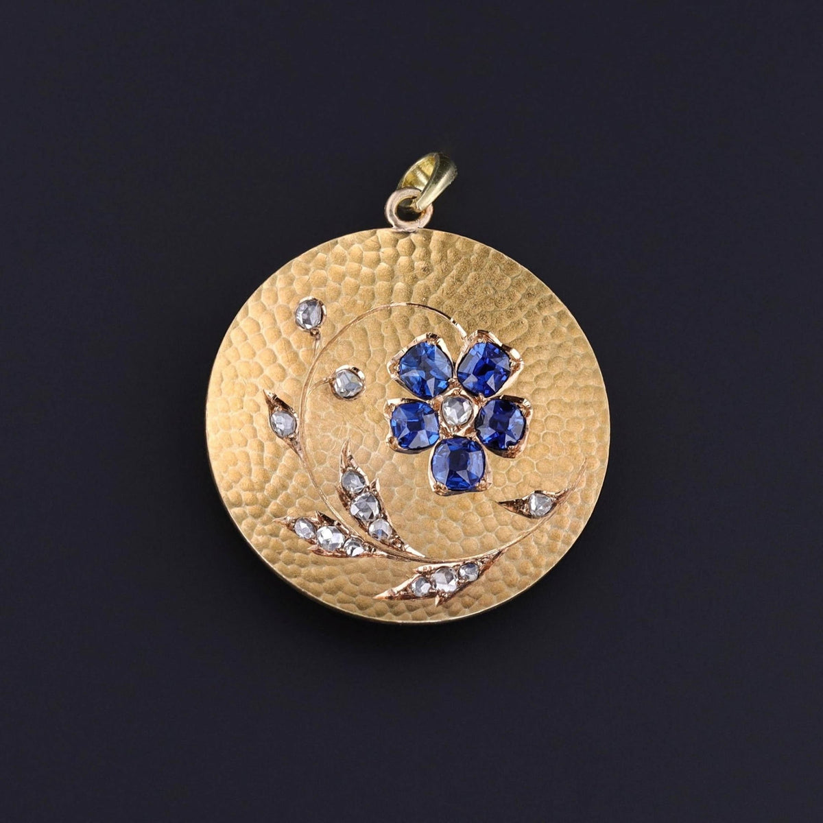 Antique Sapphire Flower Pendant of 18k Gold - Trademark Antiques