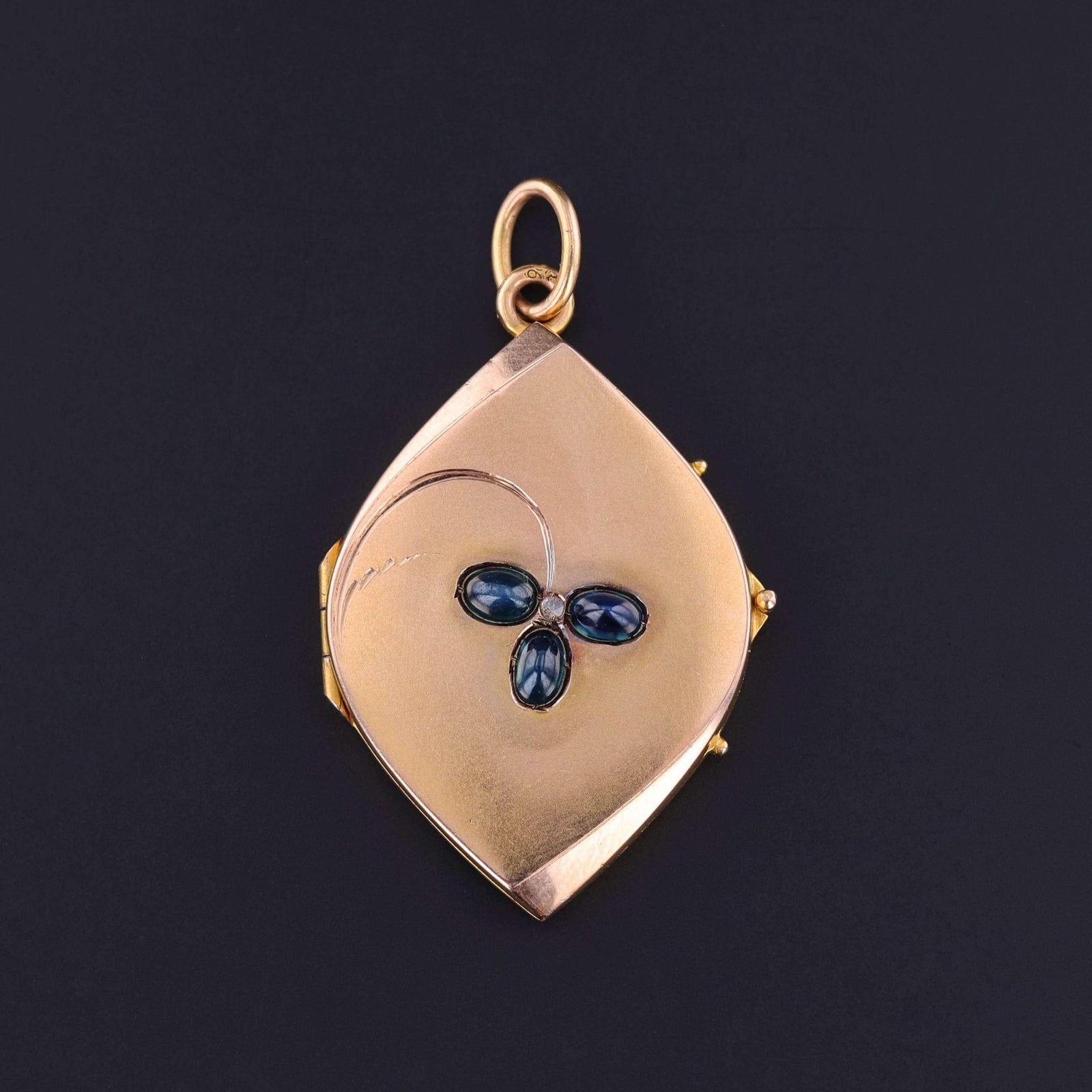 Antique Sapphire Locket of 14k Gold - Trademark Antiques