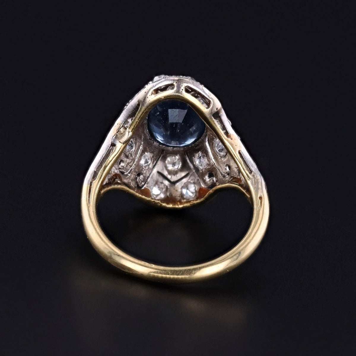 Antique Sapphire Ring of Platinum Topped 15k Gold - Trademark Antiques