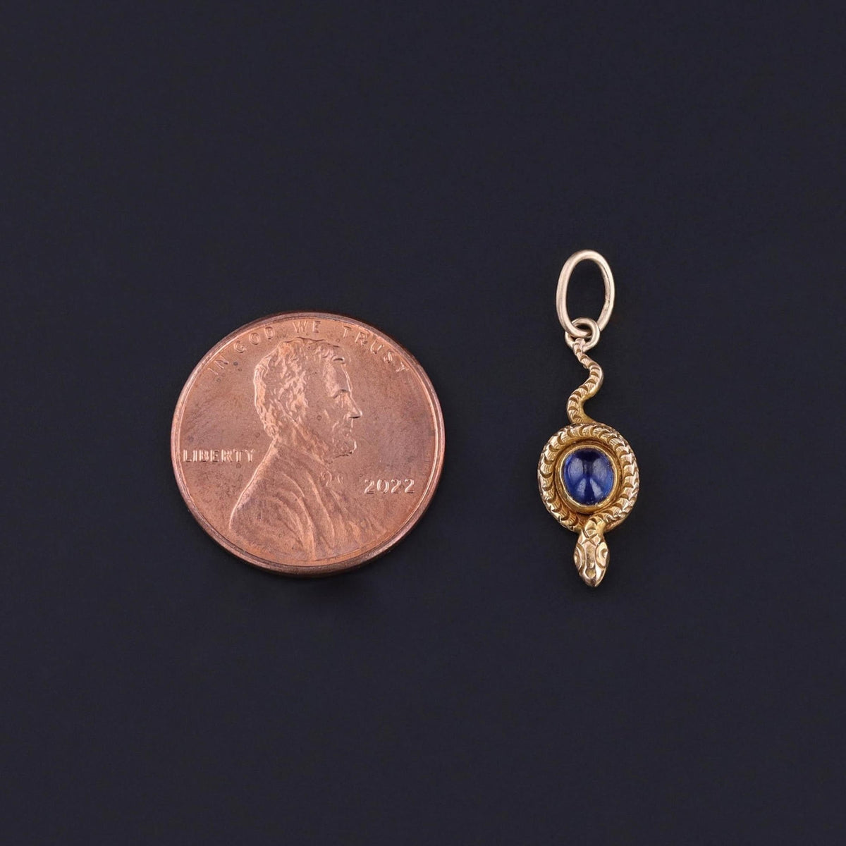 Antique Sapphire Snake Charm of 14k Gold - Trademark Antiques