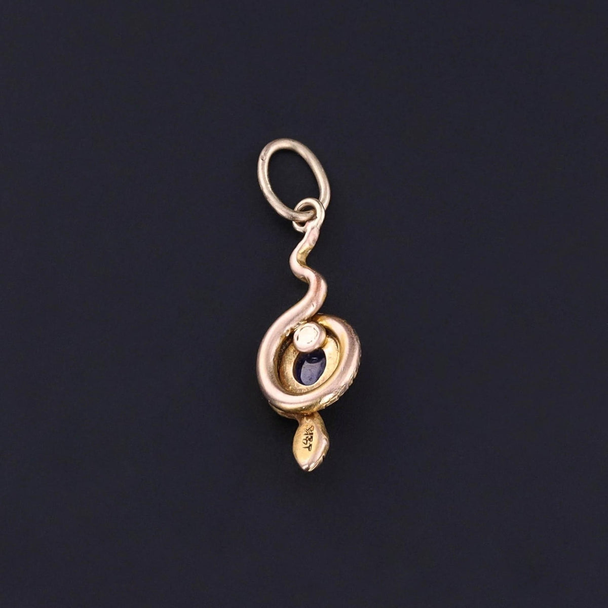 Antique Sapphire Snake Charm of 14k Gold - Trademark Antiques