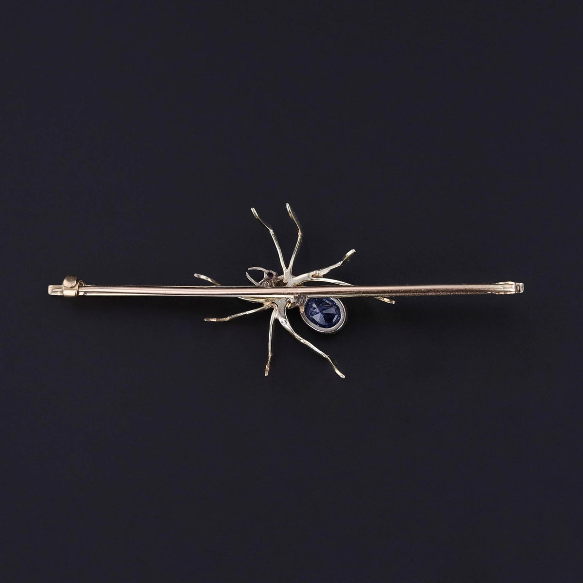 Antique Sapphire Spider Brooch of Platinum &amp; 14k Gold - Trademark Antiques