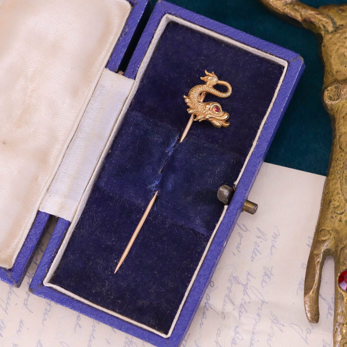 Antique Sea Monster Stickpin of 14k Gold - Trademark Antiques