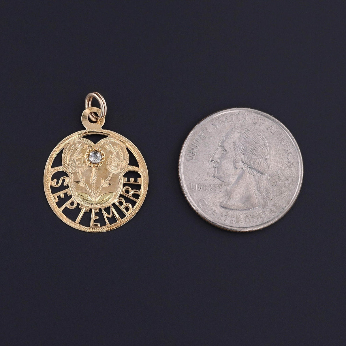 Antique Septembre or September Charm of 18k Gold - Trademark Antiques