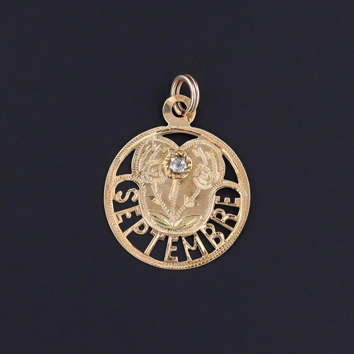 Antique Septembre or September Charm of 18k Gold - Trademark Antiques
