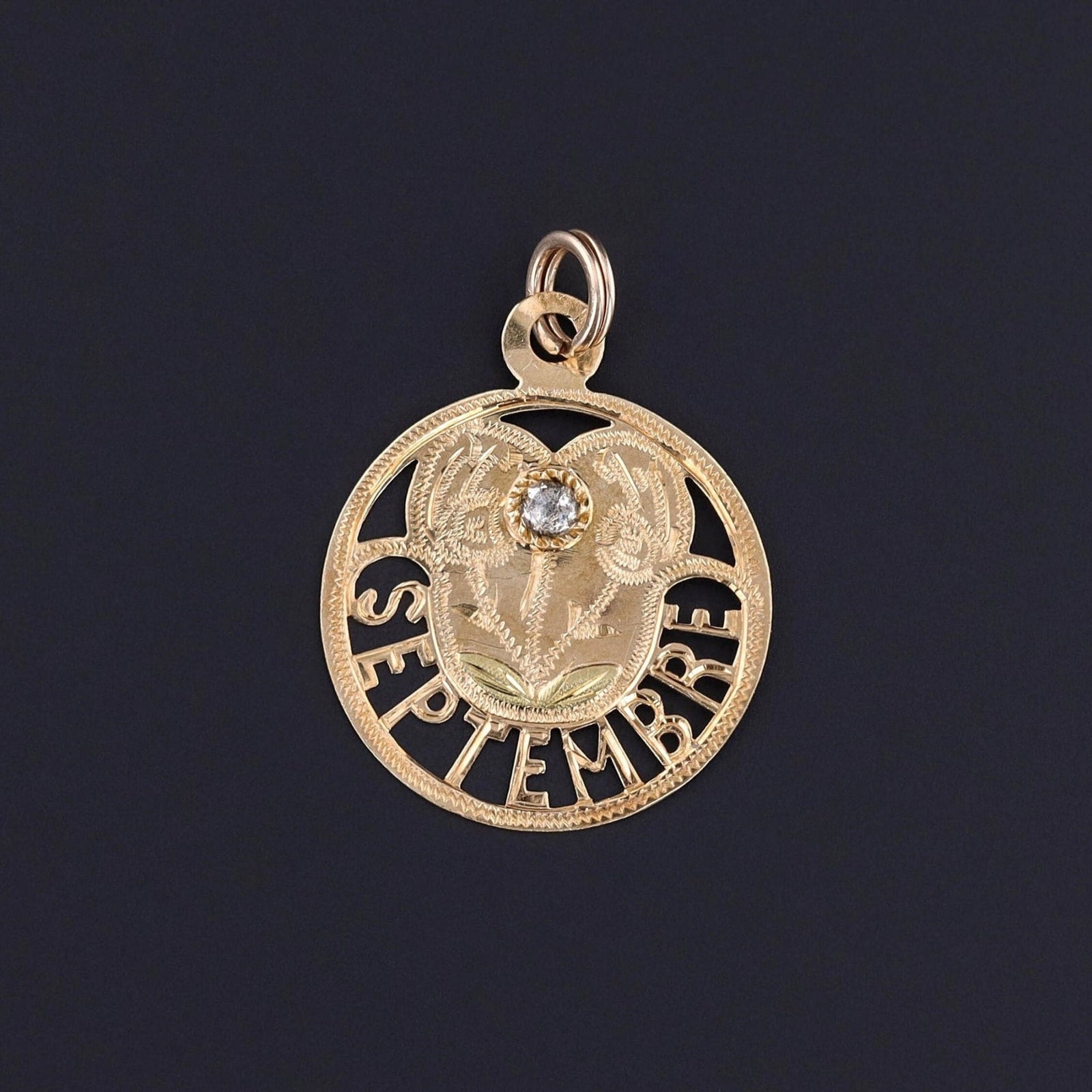 Antique Septembre or September Charm of 18k Gold - Trademark Antiques