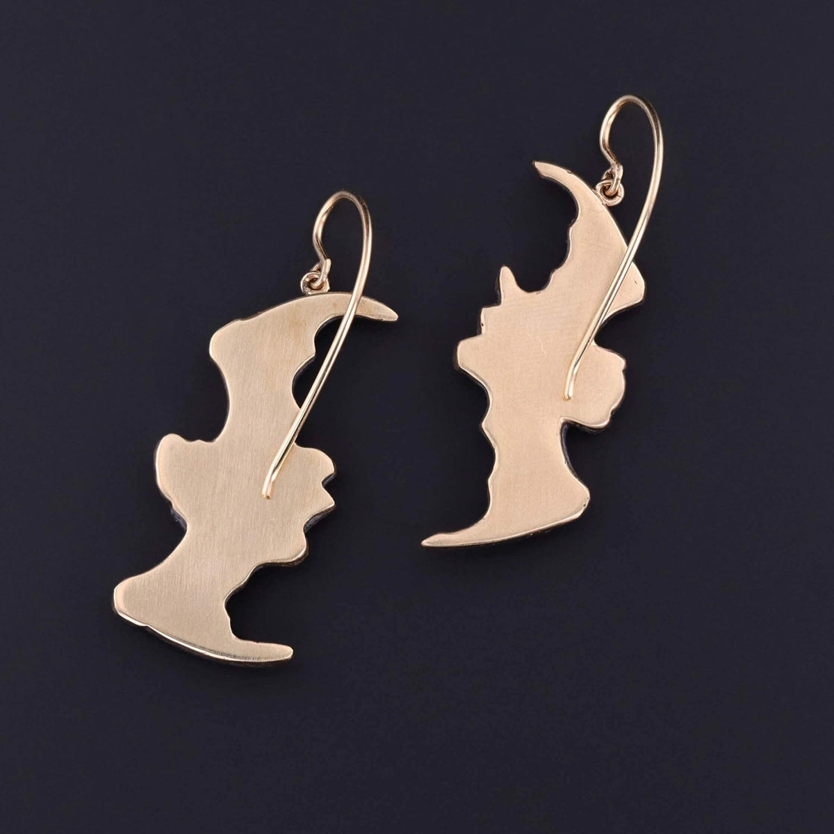 Antique Shakudo Bat Earrings of 14k Gold - Trademark Antiques
