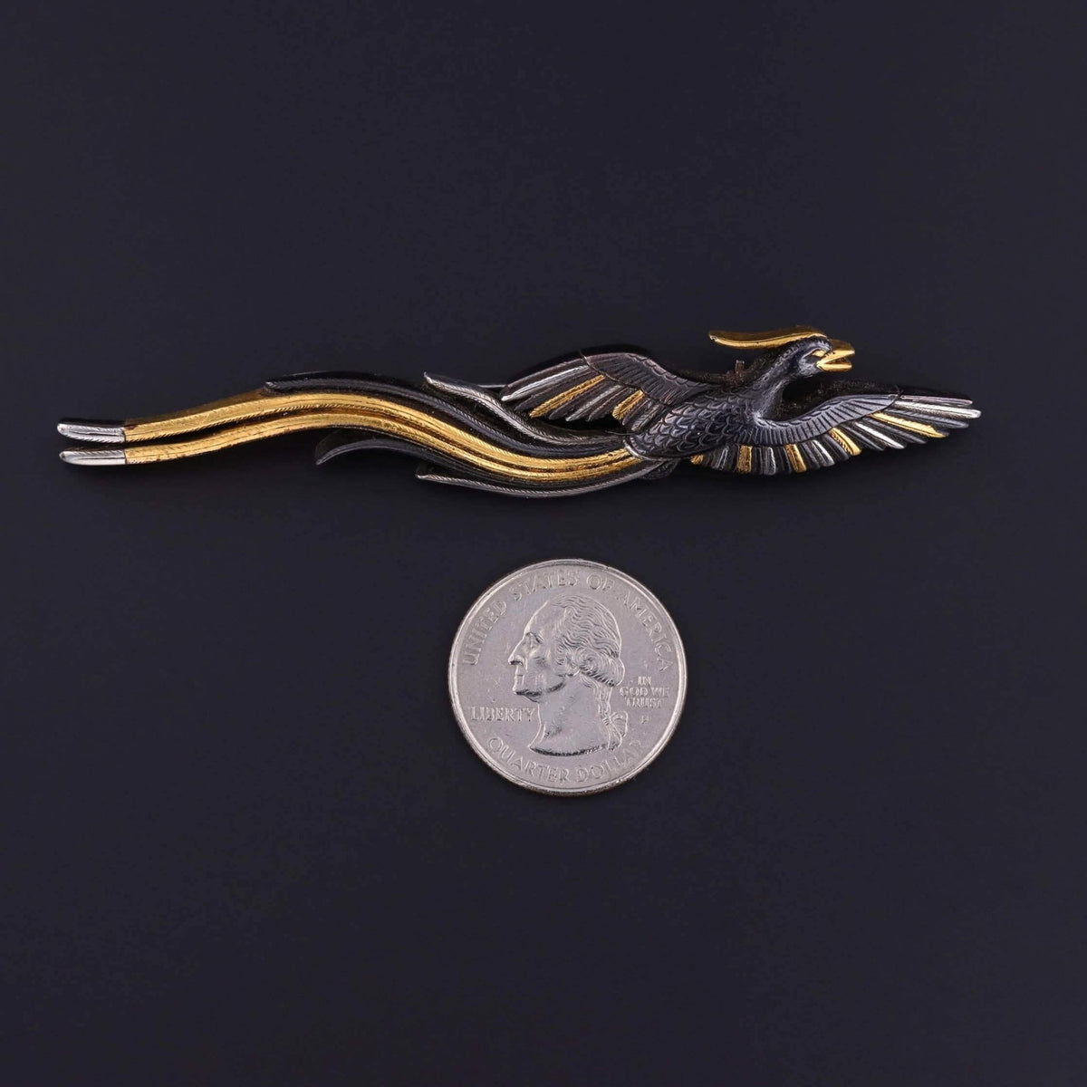 Antique Shakudo Bird Brooch - Trademark Antiques