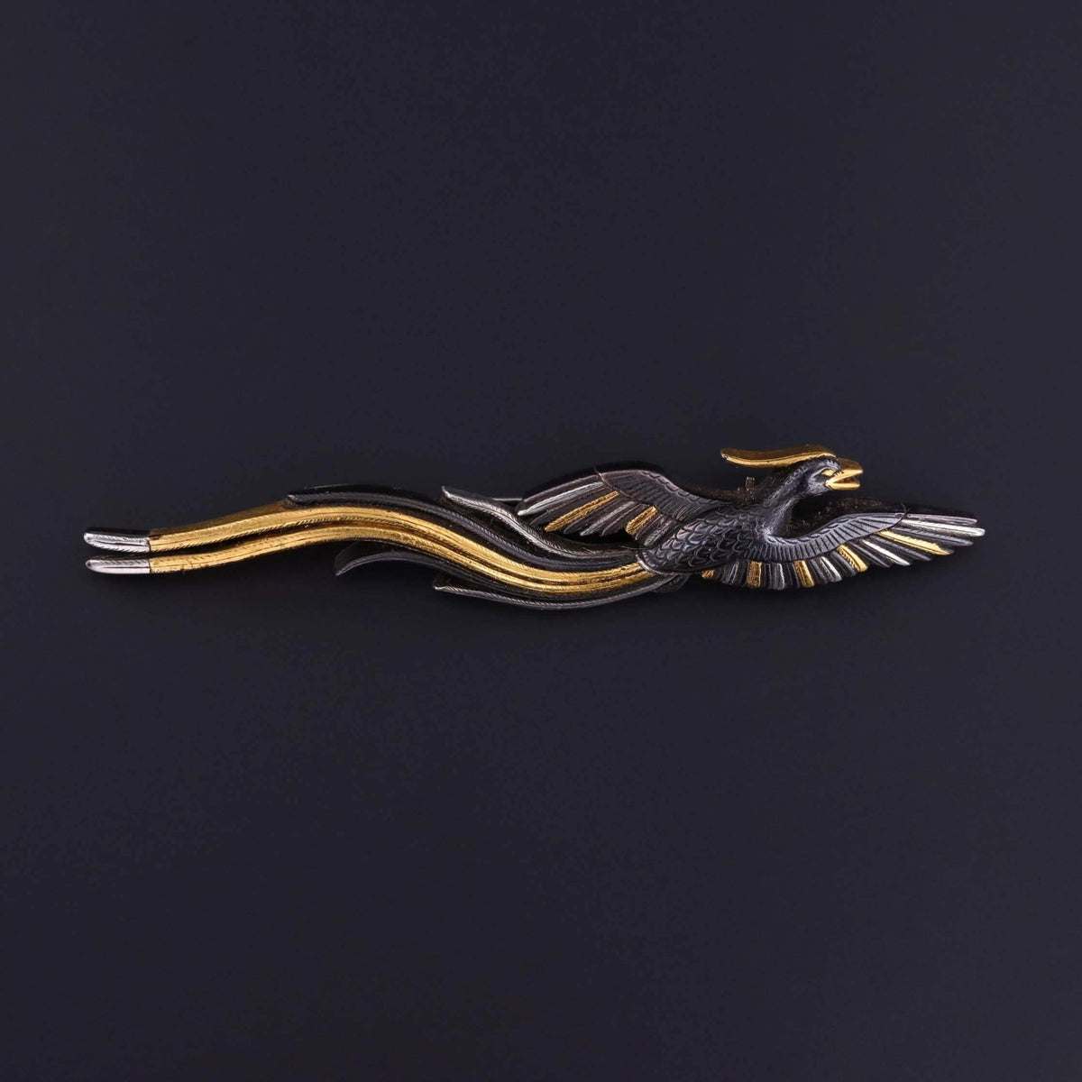 Antique Shakudo Bird Brooch - Trademark Antiques