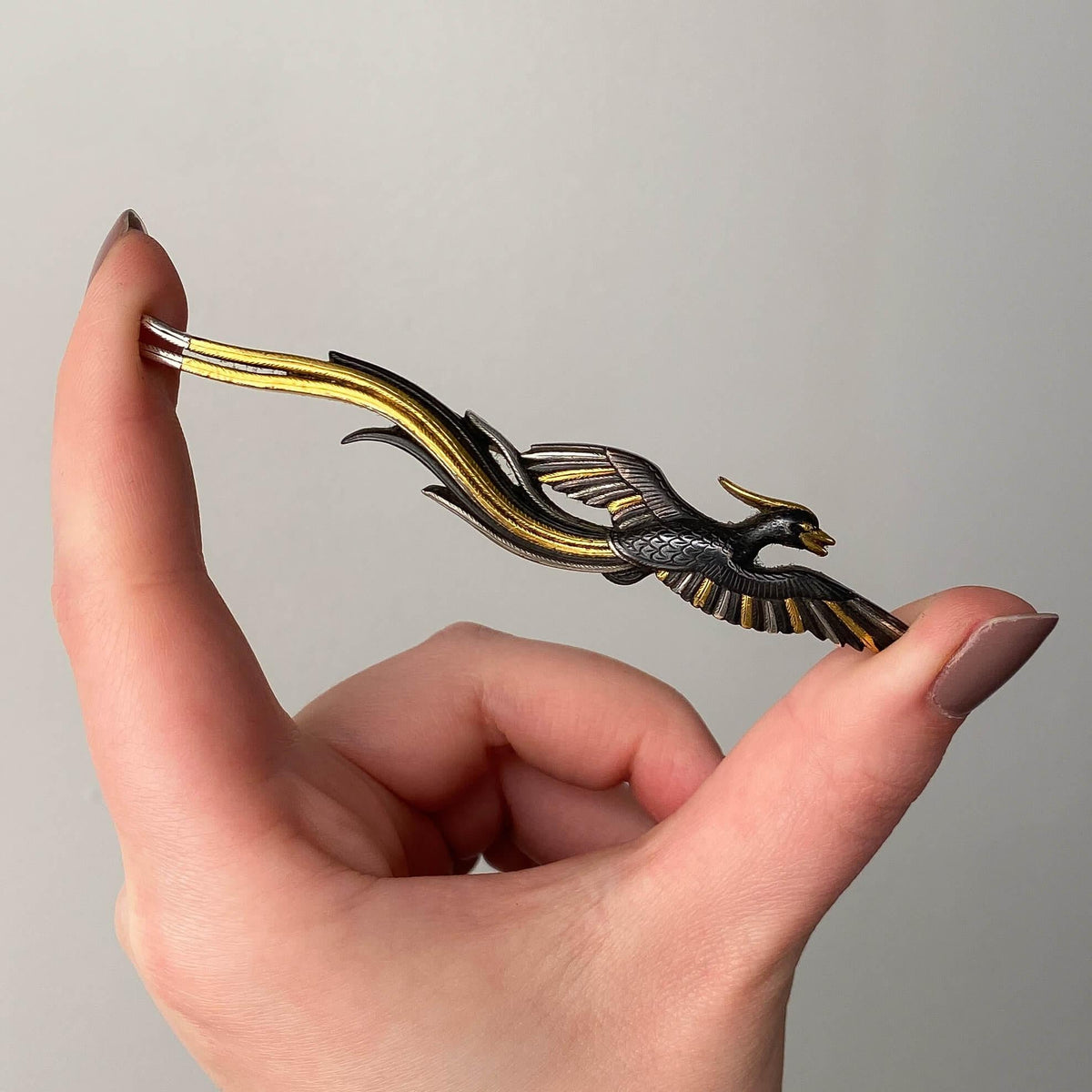 Antique Shakudo Bird Brooch - Trademark Antiques