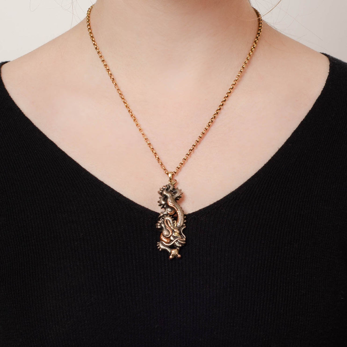 Antique Shakudo Dragon Conversion Pendant - Trademark Antiques