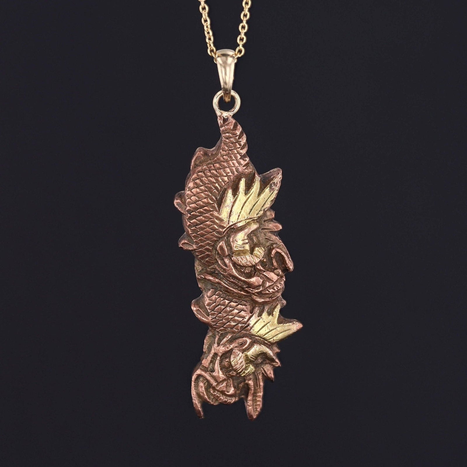 Antique Shakudo Dragon Conversion Pendant - Trademark Antiques