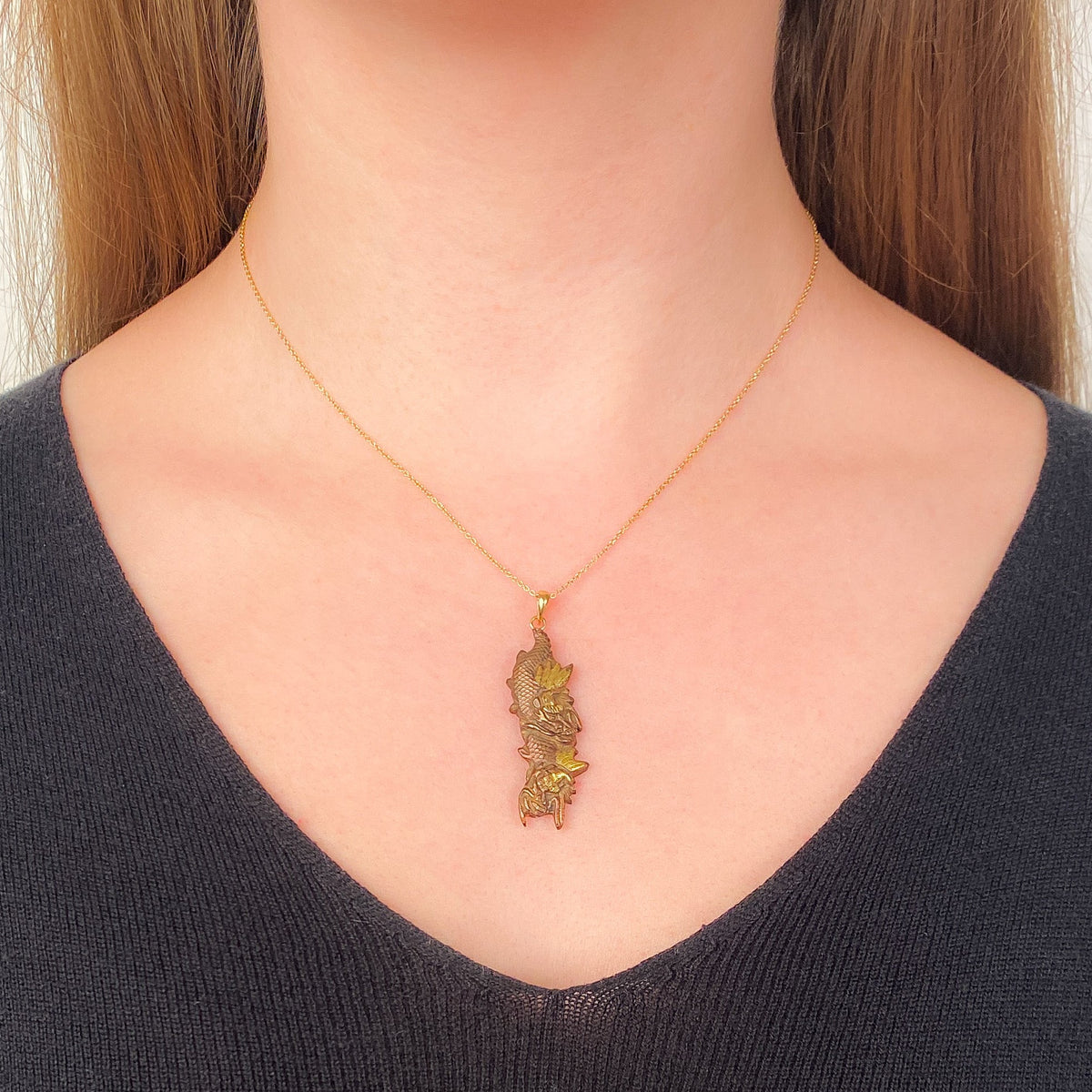 Antique Shakudo Dragon Conversion Pendant - Trademark Antiques