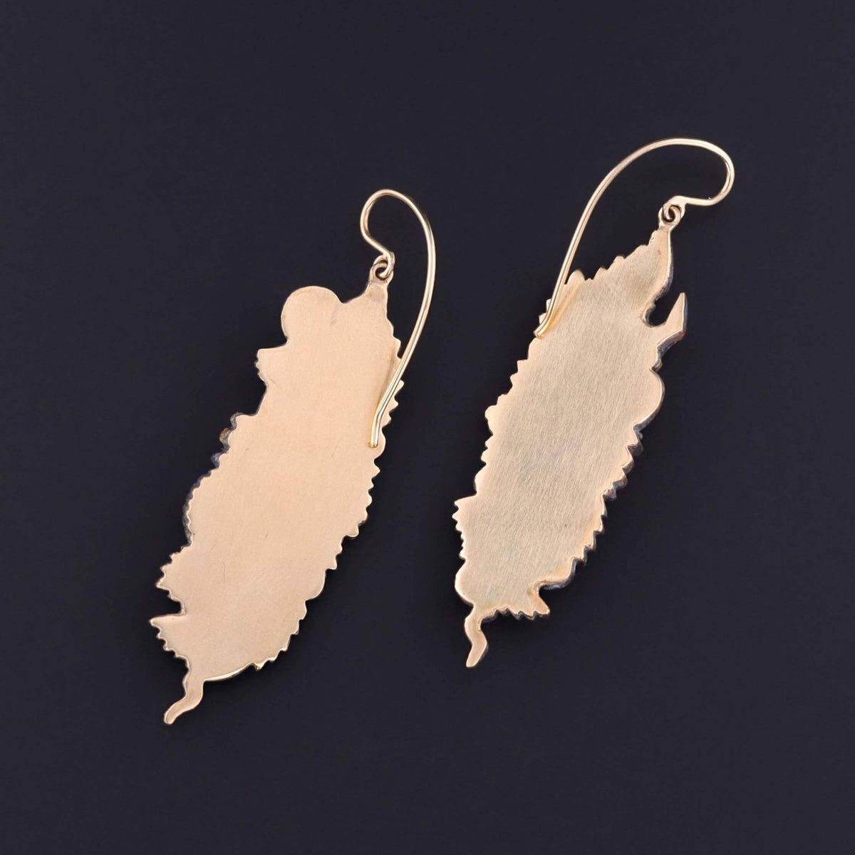Antique Shakudo Floral Earrings with 14k Gold - Trademark Antiques