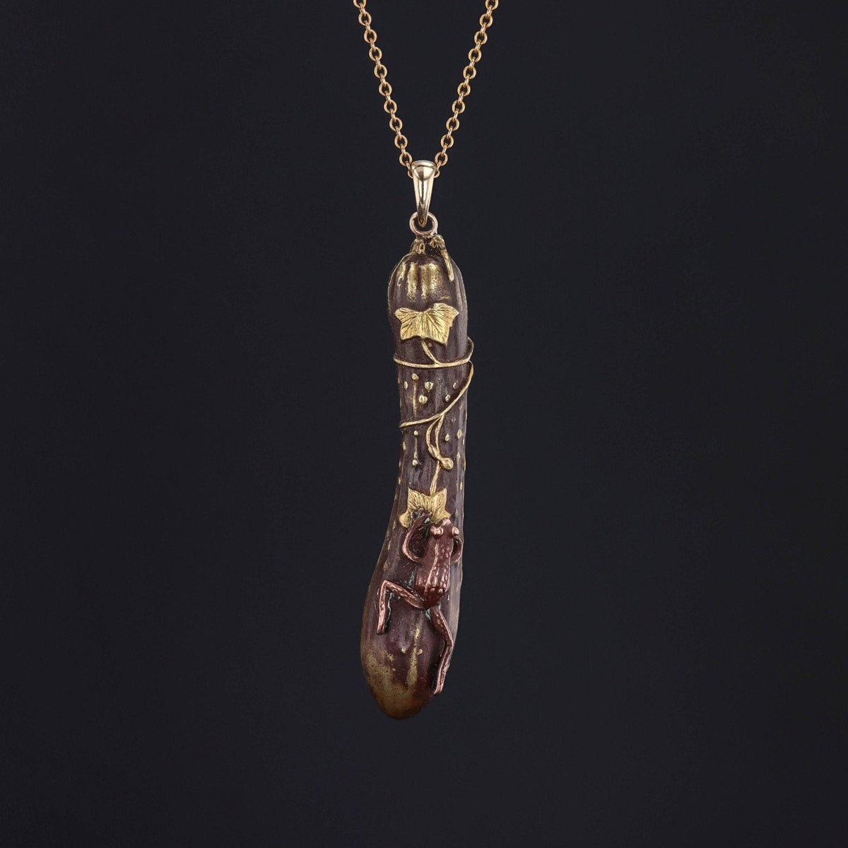Antique Shakudo Frog Conversion Pendant - Trademark Antiques