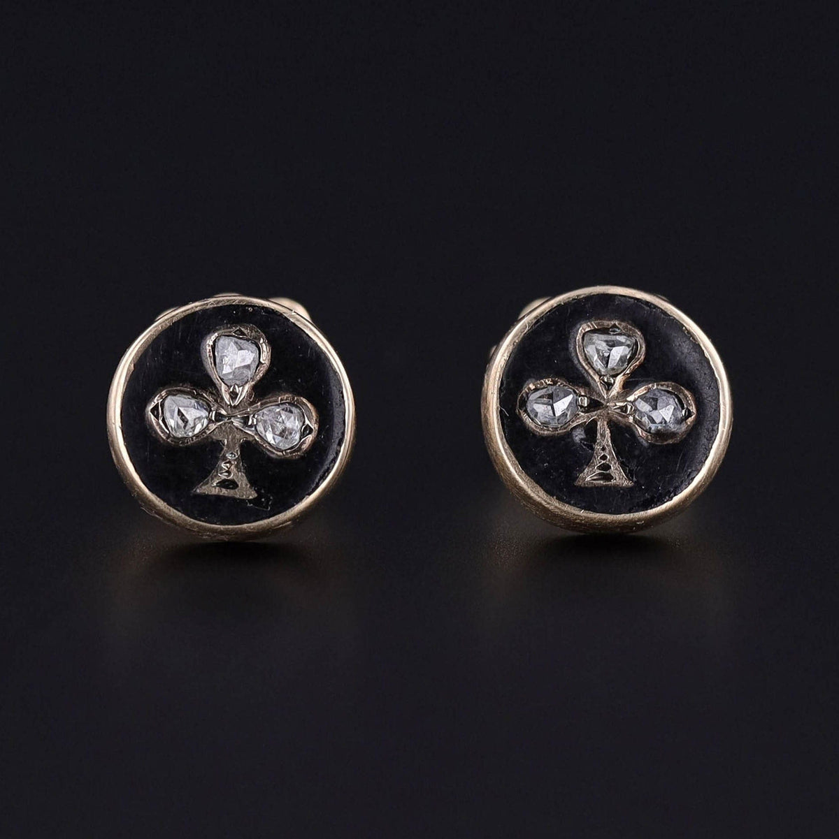 Antique Shamrock Earrings of 18k Gold - Trademark Antiques