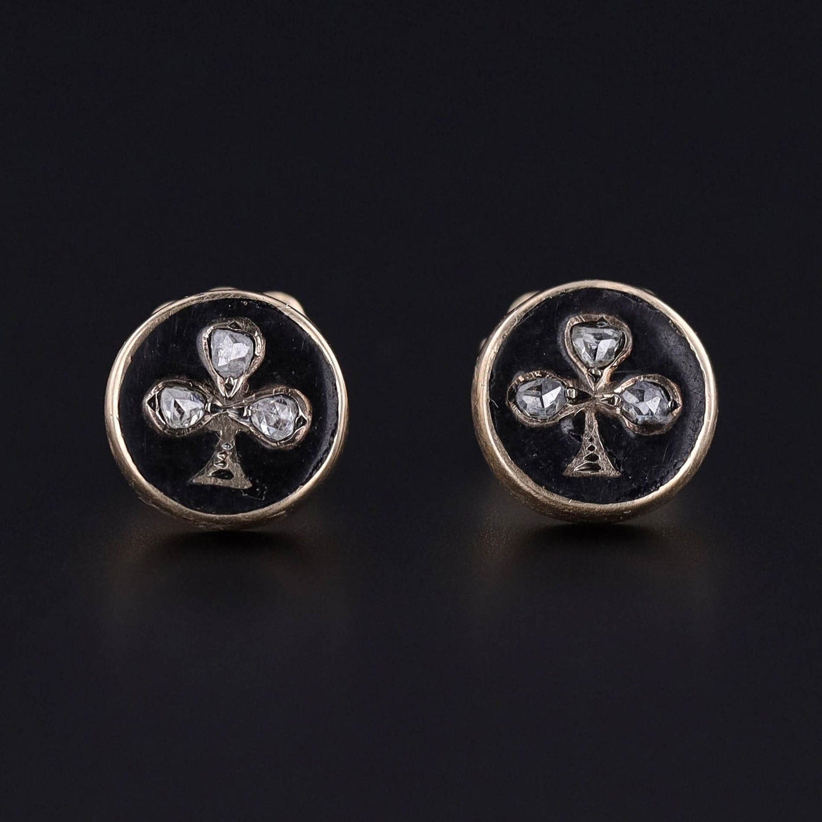 Antique Shamrock Earrings of 18k Gold - Trademark Antiques