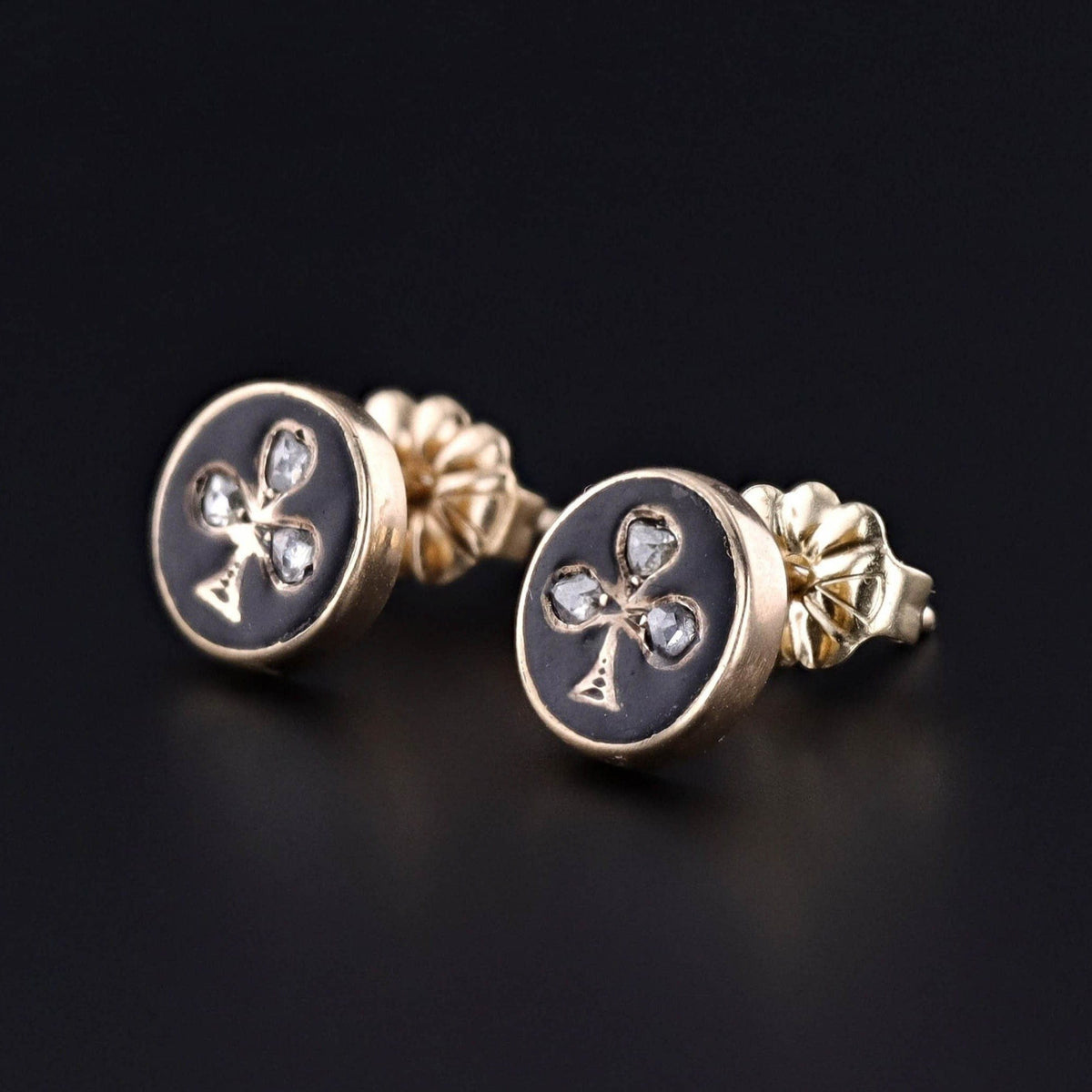 Antique Shamrock Earrings of 18k Gold - Trademark Antiques